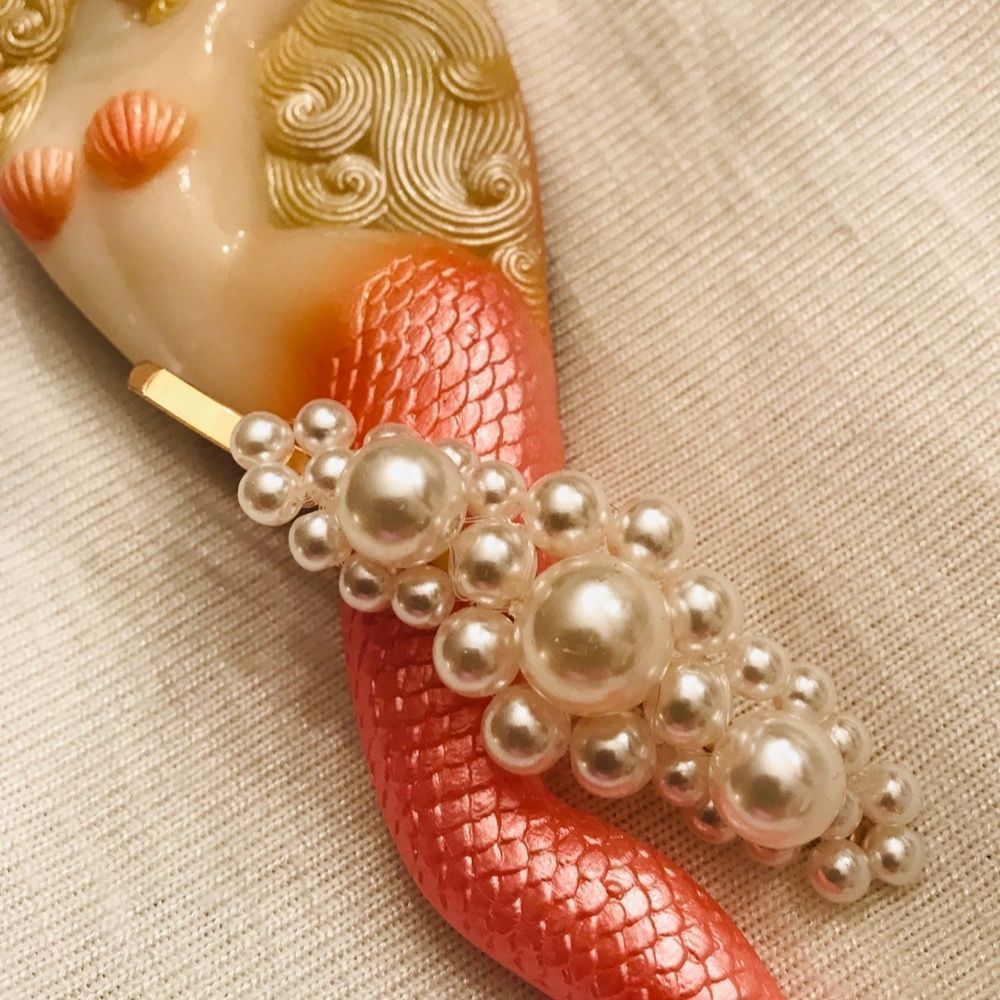 Faux White Pearl Covered Barrette/Bobbie Pin  NWOT